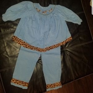 Amanda Remembered Smocked Giraffe outfit